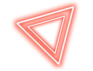 a triangle shaped neon sign on a white background
