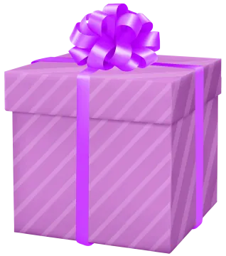 a purple gift box with a bow