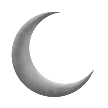 a crescent with the moon in the background