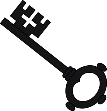 a black and white image of a key
