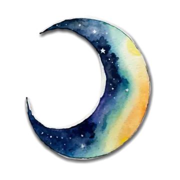 a watercolor painting of the moon and stars