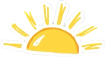 a yellow sun sticker on a white background