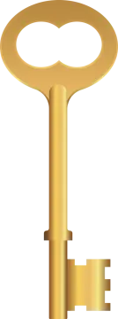a golden key on a white background