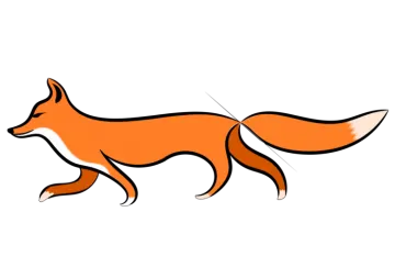 an orange fox walking across a white background