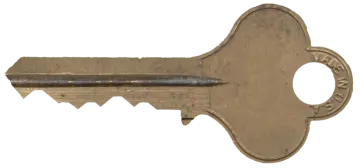 an old key on a white background
