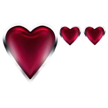 three red hearts on a white background