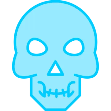 a blue skull with an open mouth