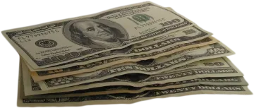 a pile of money on a white background