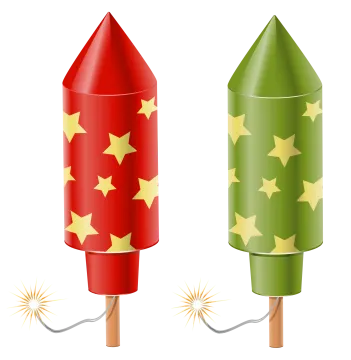two fireworkss with stars on them