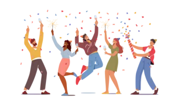 a group of people celebrating with contros