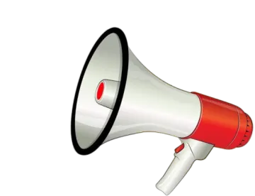 a red and white megaphone on a white background