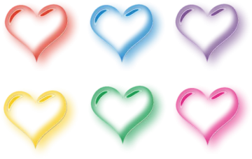 a set of colored heart shapes