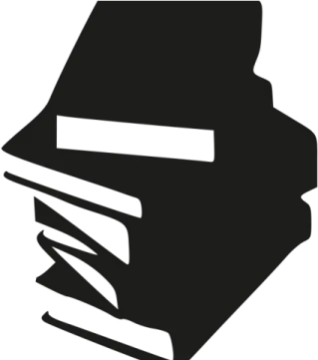 a black and white image of a stack of books