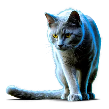 a gray cat with yellow eyes