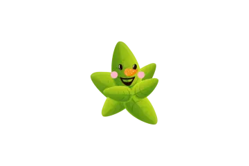 a green star with a smiling face on it