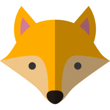 a fox head with black eyes