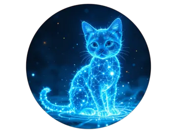 a blue cat sitting in the middle of a circle