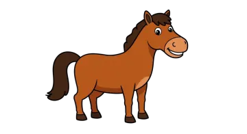 a brown horse standing on a white background