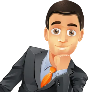 a cartoon man in a suit and tie