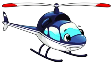 a cartoon helicopter flying in the air