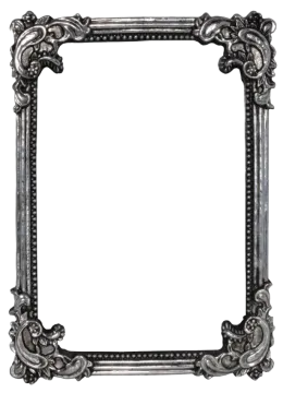 a silver frame on a white background