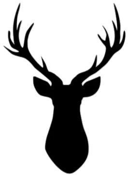 a deer head silhouetted on a white background