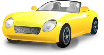 a yellow car on a white background