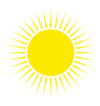 a yellow sun on a white background