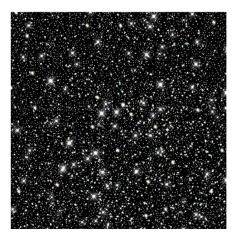 a black background with white and blue stars