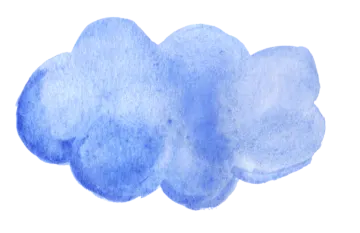 blue watercolor cloud on white background