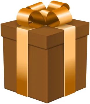 a brown gift box with a bow