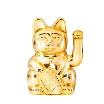 a gold cat fig with a football ball