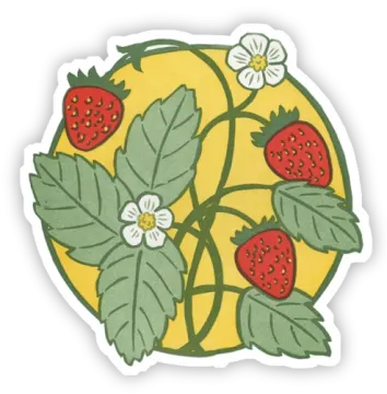 a sticker with strawberries on it