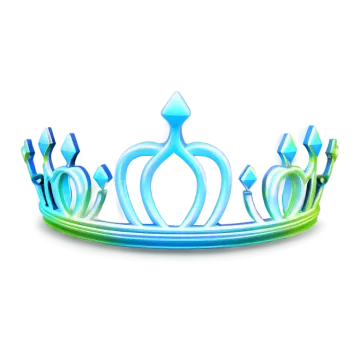 a blue and green crown on a white background