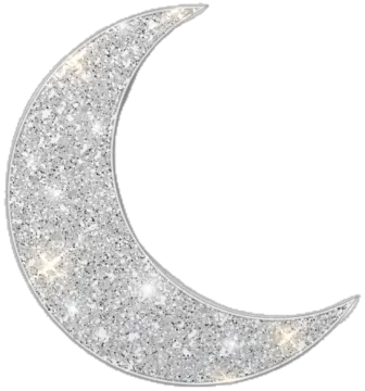 an image of a silver crescent with sparkling lights