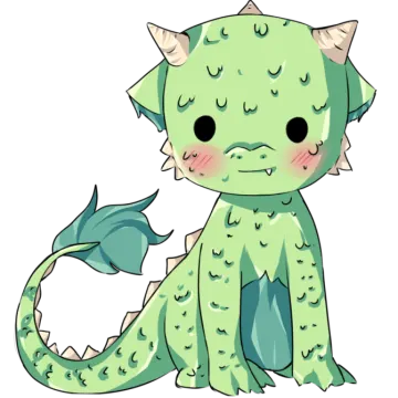 a drawing of a green dragon with its eyes closed