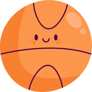 an orange basketball ball with a sad face