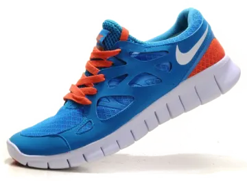 nike free run kids running shoes blue orange white
