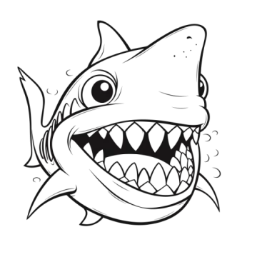 a drawing of a shark with its mouth open