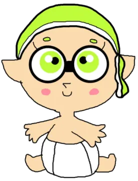 a cartoon girl with green hair and glasses