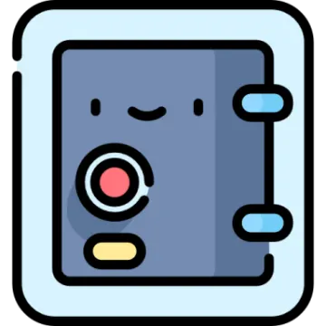 a square button with a smiley face
