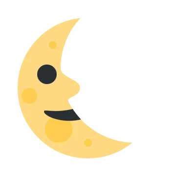 a crescent with a smiley face on it