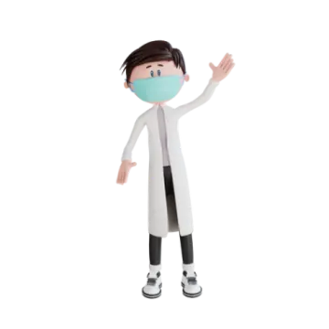 a cartoon character wearing a surgical mask