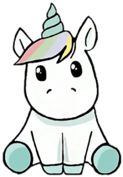 a drawing of a unicorn with a rainbow mane