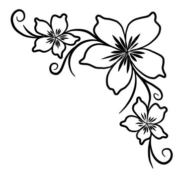 a black and white drawing of flowers
