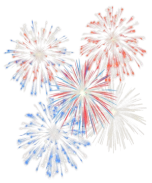 red, white and blue fireworks
