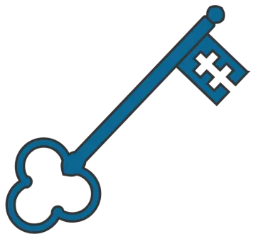 a key with a cross in the middle