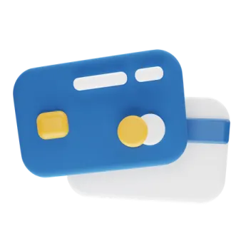 a blue plastic card holder with two yellow buttons