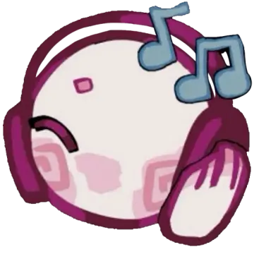 a cartoon character with headphones and music notes