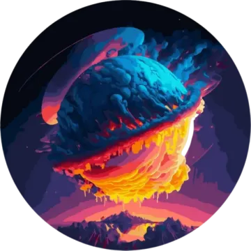 an illustration of a volcano in the sky